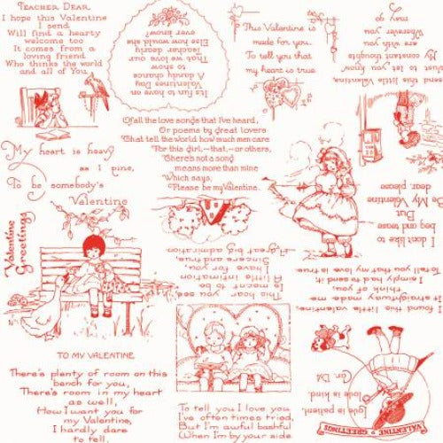 Be Mine Valentine Greetings Red From Riley Blake Designs By Janet Wecker-Frisch Be Mine Valentine Collection 100% Cotton 43/44"