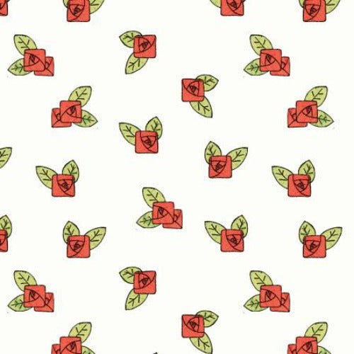 Be Mine Valentine Rose Toss White From Riley Blake Designs By Janet Wecher-Frisch Be Mine Valentine Collection 100% Cotton 43/44"