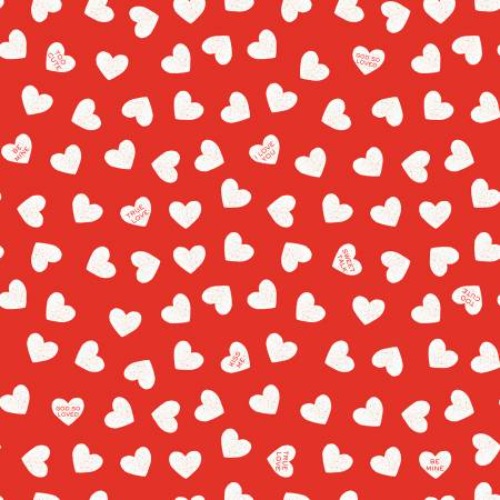 Be Mine Valentine Candy Hearts Red From Riley Blake Designs By Janet Wecler-Frisch Be Mine Valentine Collection 100% Cotton 43/44"
