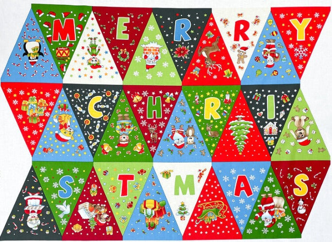 Christmas Bunting Panel 100% Cotton 35" Panel Width: 43/44"