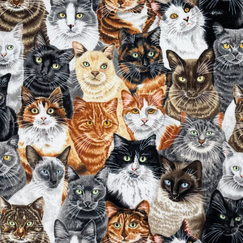 Crowded Cats From Nutex By Sew Sisters 100% Cotton 43/44"