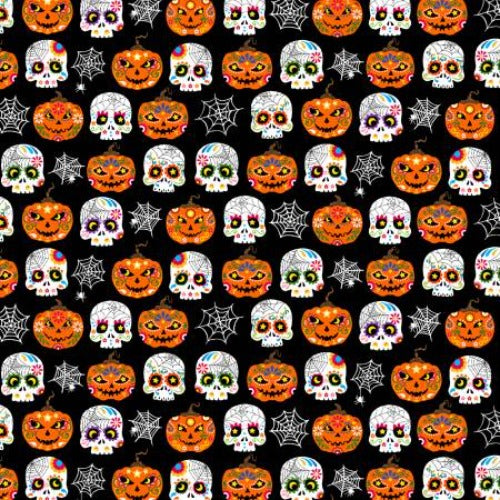 Black Ghastly Greetings By: Michael Miller Trick or Treat Collection 100% Cotton 44/45"