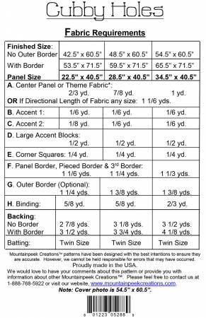 Cubby Holes Quilt Pattern - Mountainpeek Creations