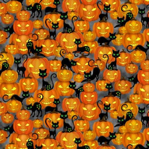 Orange Pumpkins Glow By: Michael Miller Trick or Treat Collection 100% Cotton 44/45"