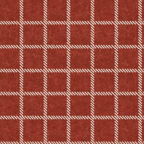 From Riley Blake Designs By Janet Wecker-Frisch She Who Sew Home Dec Windowpane Plaid Barn Red Light Weight Canvas 100% Cotton 57/58"