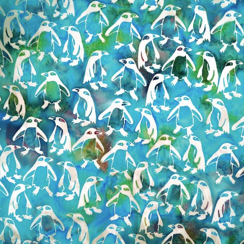 Iceberg Penguins Batik Batik by Mirah 100% Cotton 44/45"