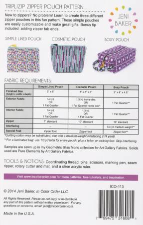 Triplizip Zipper Pouch Pattern