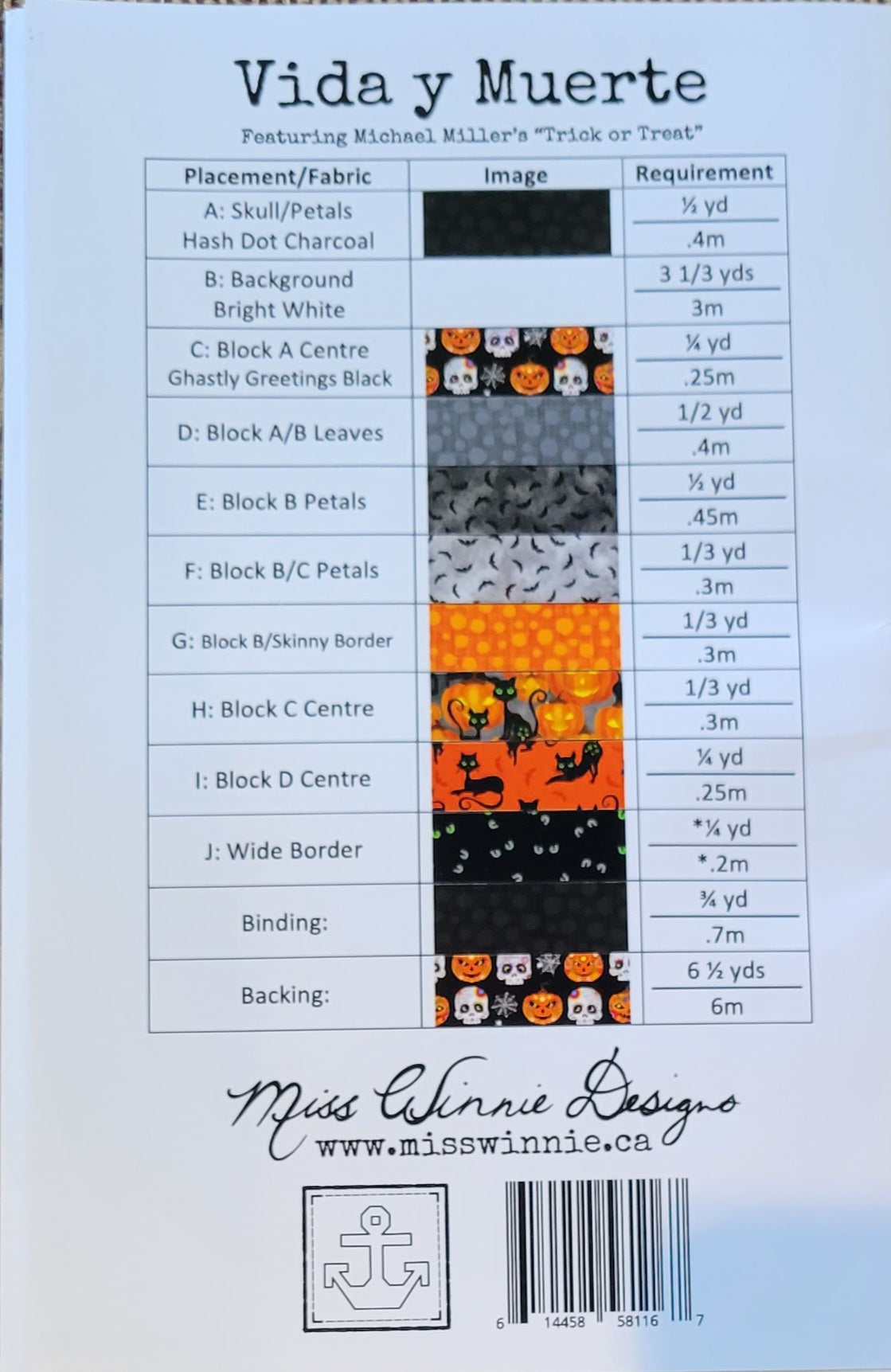 Vida y Muerte Quilt Pattern - Miss Winnie Designs