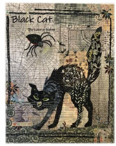 Black Cat Collage Pattern From Fiberworks Inc. By Laura Heine Quilt this yourself by using straight horizontal lines or add vertical lines. Then mount it onto a canvas board giving you have a perfect picture that is ready to hang. Complete instructions and full size pattern to make collage only. Size 24"x32"