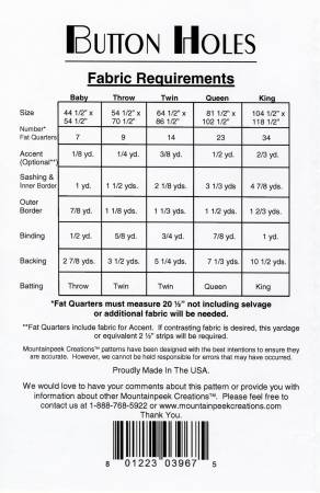 Button Holes - Mountainpeek Creations