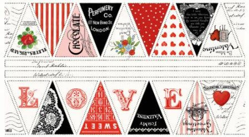Be Mine Valentine Bunting Panel From Riley Blake Designs By Janet Wecker-Frisch Be Mine Valentine Collection 100% Cotton 24" X 43.5" Panel