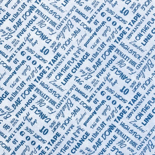 Hockey Words 100% Cotton 44/45"