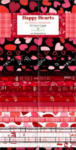Happy Hearts 2-1/2in Strips - 40pcs From Wilmington Prints By Nancy McKenzie Happy Hearts Collection 100% Cotton