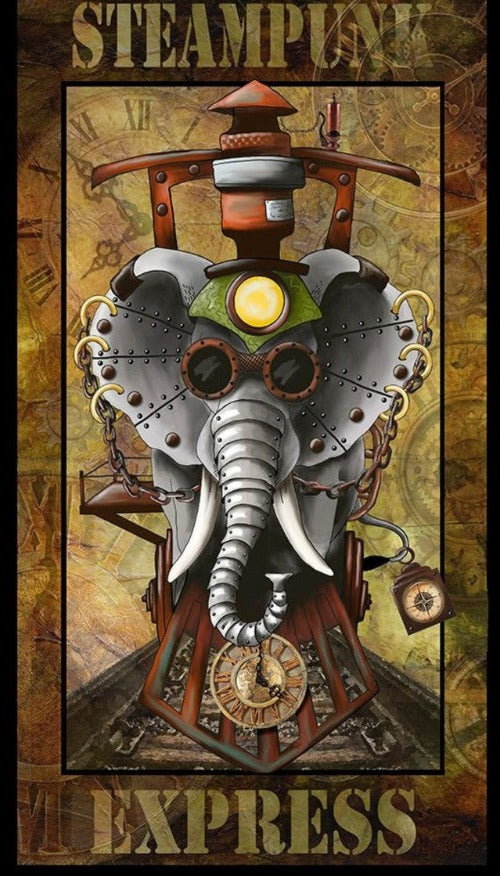 Steampunk Express Panel From Quilting Treasures Fabrics By Desiree's Designs Steampunk Express Collection 100% Cotto