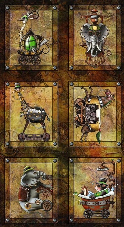 Steampunk Express Block Panel From Quilting Treasures Fabrics By Desiree's Designs Steampunk Express Collection 100% Cotto
