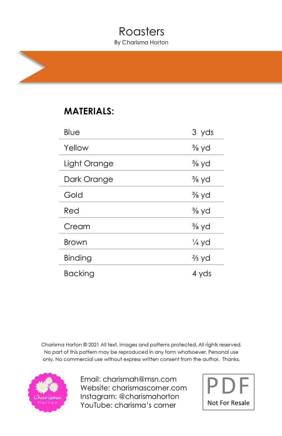 Roasters Quilt Pattern - Charisma Horton