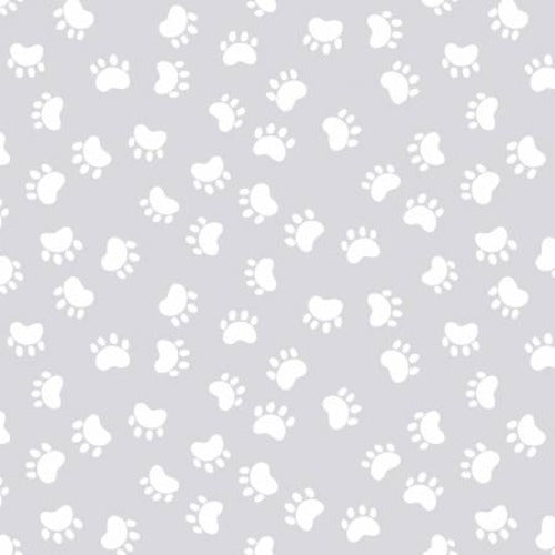Light Grey Paw Prints From Susybee Kitty the Cat Collection 100% Cotton 44/45"