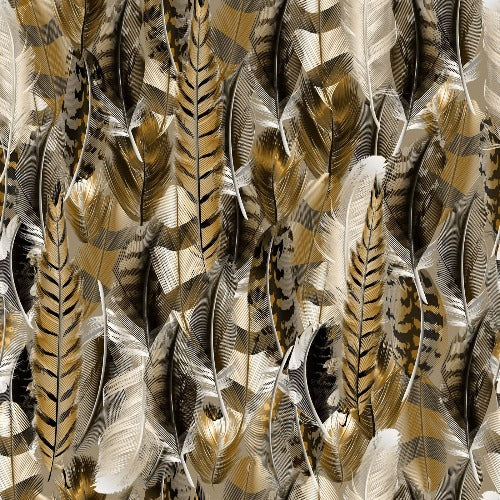 Feathers - Brown Fawn From Suite B By Autumn Skye Morrison - Autumn Sky Collection 100% Cotton 44/45"