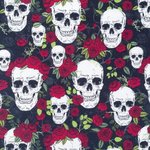 Skull Duggery in Red from Nutex100% Cotton 43/44"