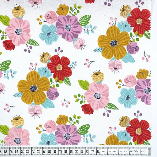 Flowers in Sunshine 100% Cotton 43/44"