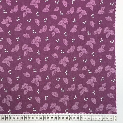 Purple Leaves in Sunshine 100% Cotton 43/44"