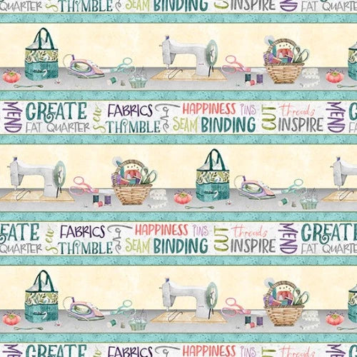 Sew Be it Border Fabric From Willmington 100% Cotton 44/45"