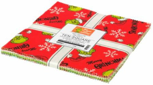 How The Grinch Stole Christmas 10" Squares - 42 pc Dr. Seuss Licensed Fabric From Robert Kaufman 100% Cotton