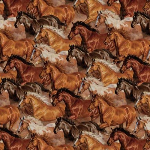 Herd of Running Horses By David Textiles Four Seasons Collection 100% Cotton