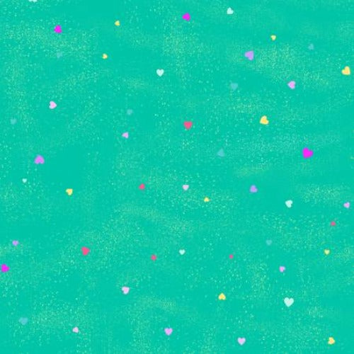 Dark Turquoise Unicorn Love Hearts From Clothworks By Neukirch, Diane 100% Cotton 44/45"