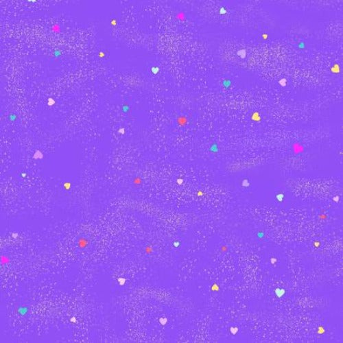 Dark Purple Unicorn Love Hearts From Clothworks By Neukirch, Diane 100% Cotton 44/45"