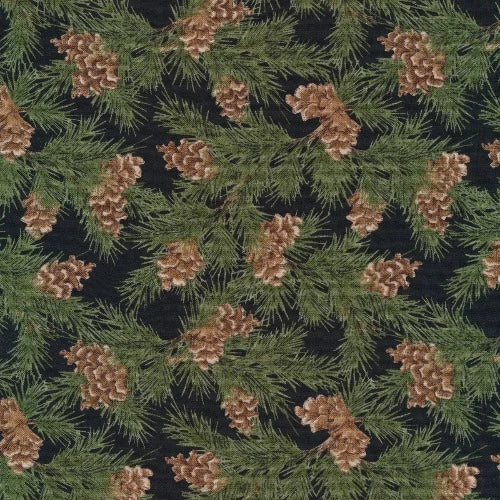 Pine Cones From Wilmington Prints By Susan Winget Season of the Heart Collection 100% Cotton