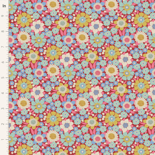 Lauren-Burgundy-Wallflower-Collection-From Tilda-100% Cotton-44/45"