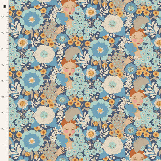 Wallflower-Blue-Wallflower Collection-From Tilda-100% Cotton-
44/45"