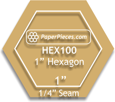 Hexagon 1" Acrylic Template with 1/4 Inch Seam
