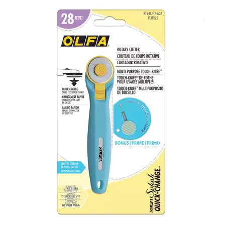 OLFA 28mm Aqua Quick Change Rotary Cutter &  Bonus Touch Knife
LIMITED EDITION