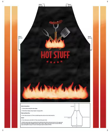 Hot Stuff Apron Fabric Panel
Instructions Are Printed On the Panel
From: Benartex
By Andi Metz
100% Cotton
44/45"