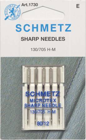 Schmetz #1730 Microtex (Sharp) Needles - 80/12 - 5 Count