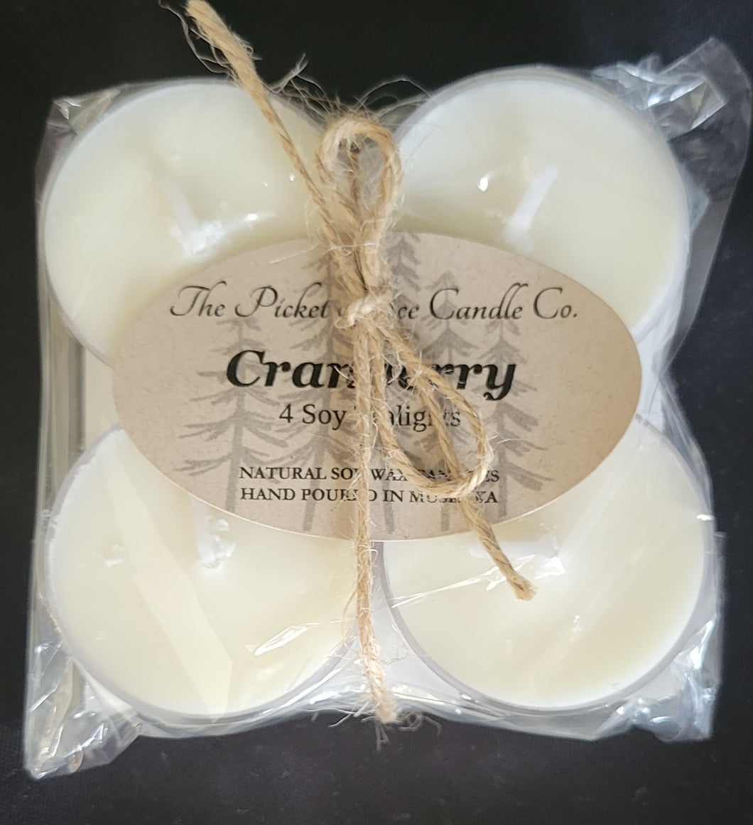 Cranberry Scented Tealight Candles From The Picket Fence Candle Co.  Made in Muskoka, Canada