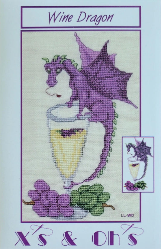 Wine Dragon Cross Stitch Pattern  From x'x & Oh's   Needlework Design By Jo Gatenby