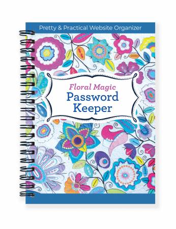 Floral Password Keeper, 80 pages, soft cover, spiral bound, 5x7 inches.