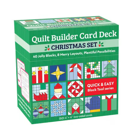 Quilt Builder Card Deck Christmas Set
From C&T Publishing
Create dynamic quilts with this bestselling Quilt Builder Card Deck series Christmas set! This quick and easy block tool features 40 quilt blocks and eight quilt layouts.
Made of: Paper
Card Size: 4in x 4in

Box Dimensions: 4-1/2in x 4-1/2in