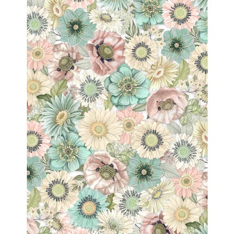 Blissful Packed Floral - White - 
From Wilmington Prints - By Danielle Leone - 100% Cotton