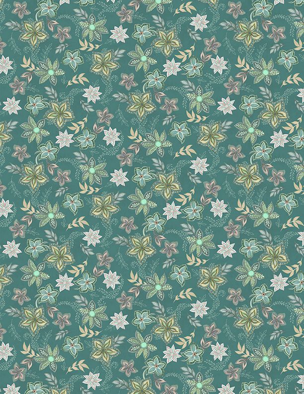 Blissful Graphic Floral- Teal - 
From Wilmington Prints - By Danielle Leone - 100% Cotton