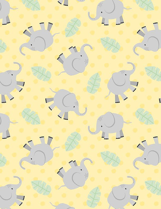 Hello Sunbeam - Elephant Toss - Yellow  From Wilmington Prints  By Lisa Perry  100% Cotton  44"/45"