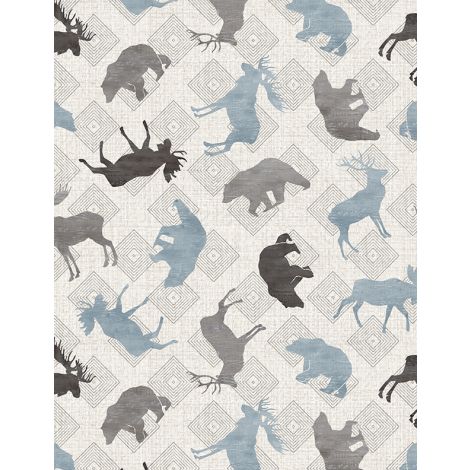 Wild Woods Lodge Animal Toss - Taupe  From Wilmington Prints  100% Cotton  43"/44"