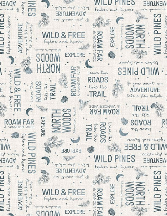 Wild Woods Lodge - Word Toss - Taupe  From Wilmington Prints  100% Cotton  43"/44"