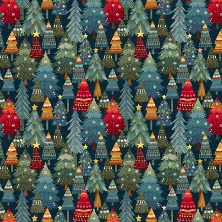 Nordic Holiday Village Dark Blue Stacked Trees
Trees Measure 6" Approx. 
From Henry Glass
By Mary Jane Carey
Nordic Holiday Village by Mary Jane Carey Collection



100% Cotton

43/44"