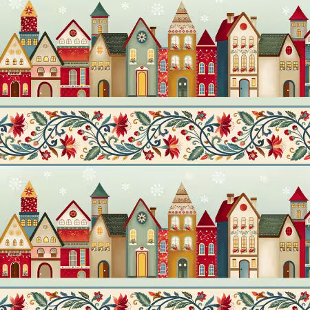 Nordic Holiday Village Cream Multi Border Stripe
From Henry Glass
By Mary Jane Carey
Nordic Holiday Village by Mary Jane Carey Collection
100% Cotton
43/44"