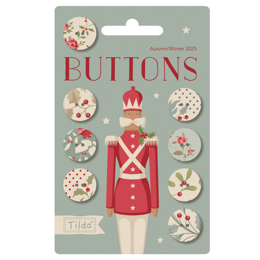 Merry Little Christmas - Buttons - 8 pc - 16mm
From Tilda
.63 inches (16mm)
100% Cotton Fabric Covered With Metal Core
8 Buttons per Package