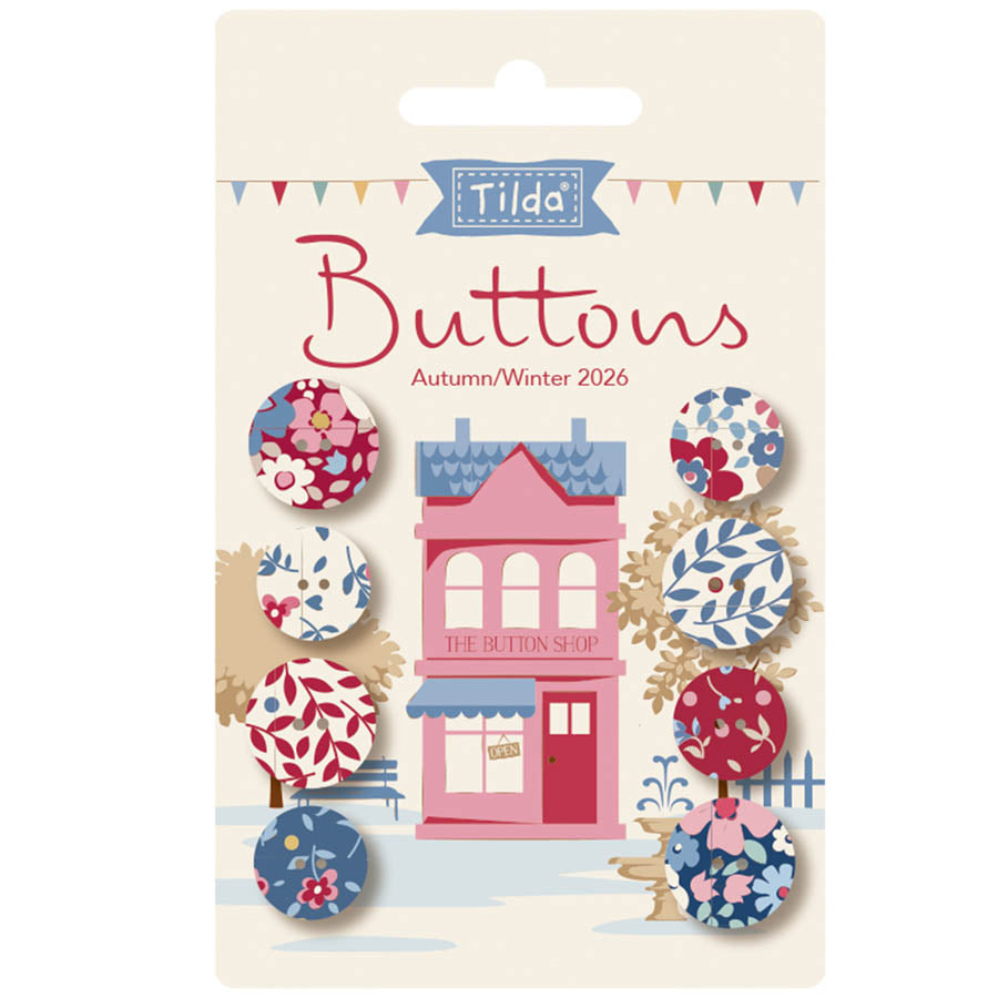 Village Life - Buttons - Winter - 8 pcs
From Tilda
4 pcs 0.55 inches (14 mm)
4 pcs 0.63 inches (16 mm)
100% Cotton Fabric Covered With Metal Core
8 Buttons per Package